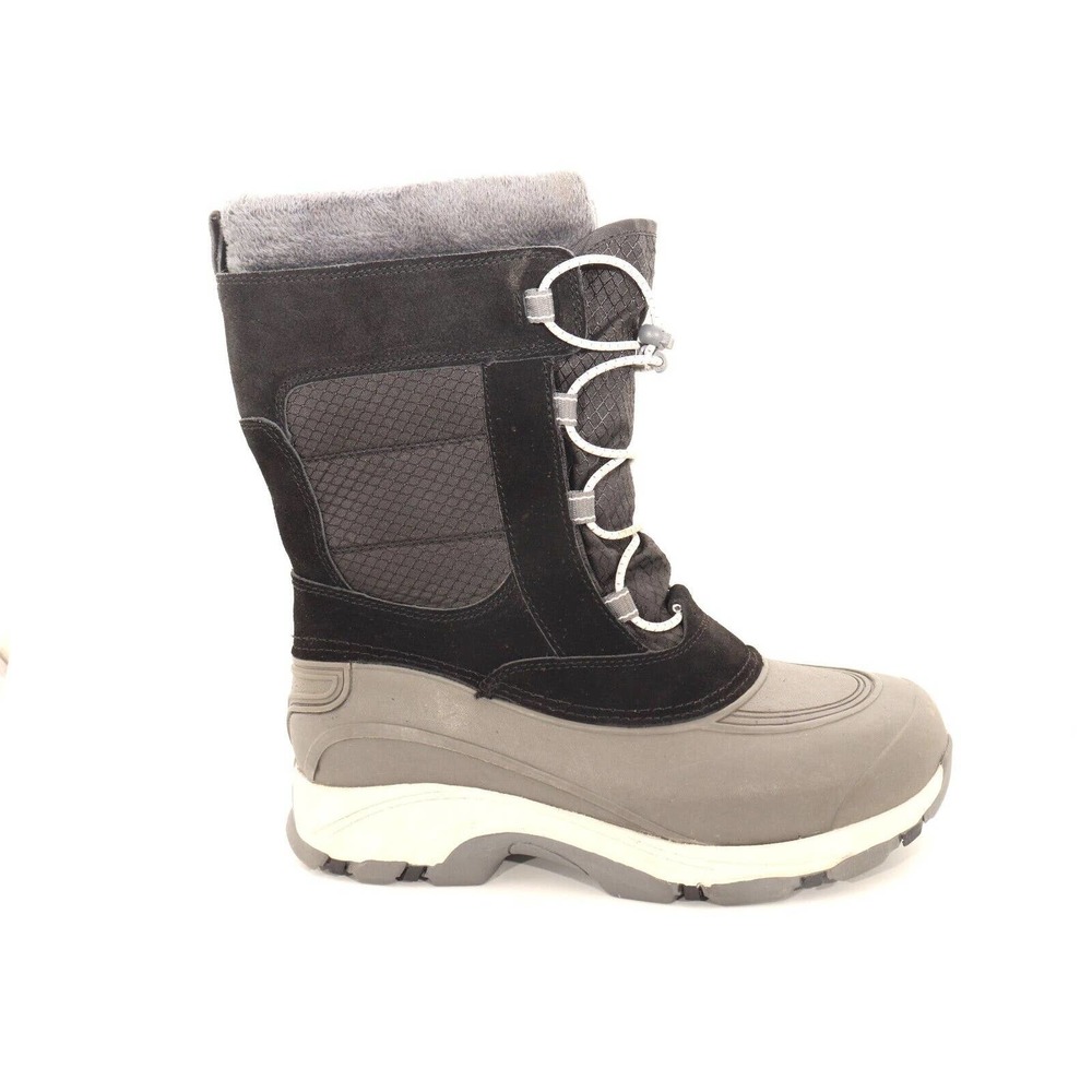 Lands' End Winter Snow Rain Insulated Boots Black and Grey Women 8 ($)3748